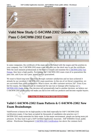 Valid New Study C-S4CWM-2302 Questions - 100% Pass C-S4CWM-2302 Exam