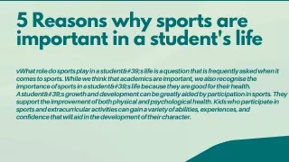 5 Reasons why sports are important in a student&#39;s life What role do sports play in a student&#39;s life is a questio