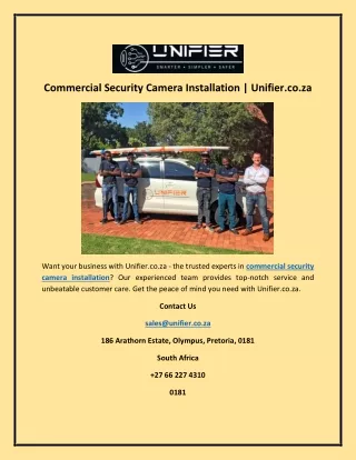 Commercial Security Camera Installation | Unifier.co.za