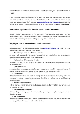how an amazon seller central consultant can help