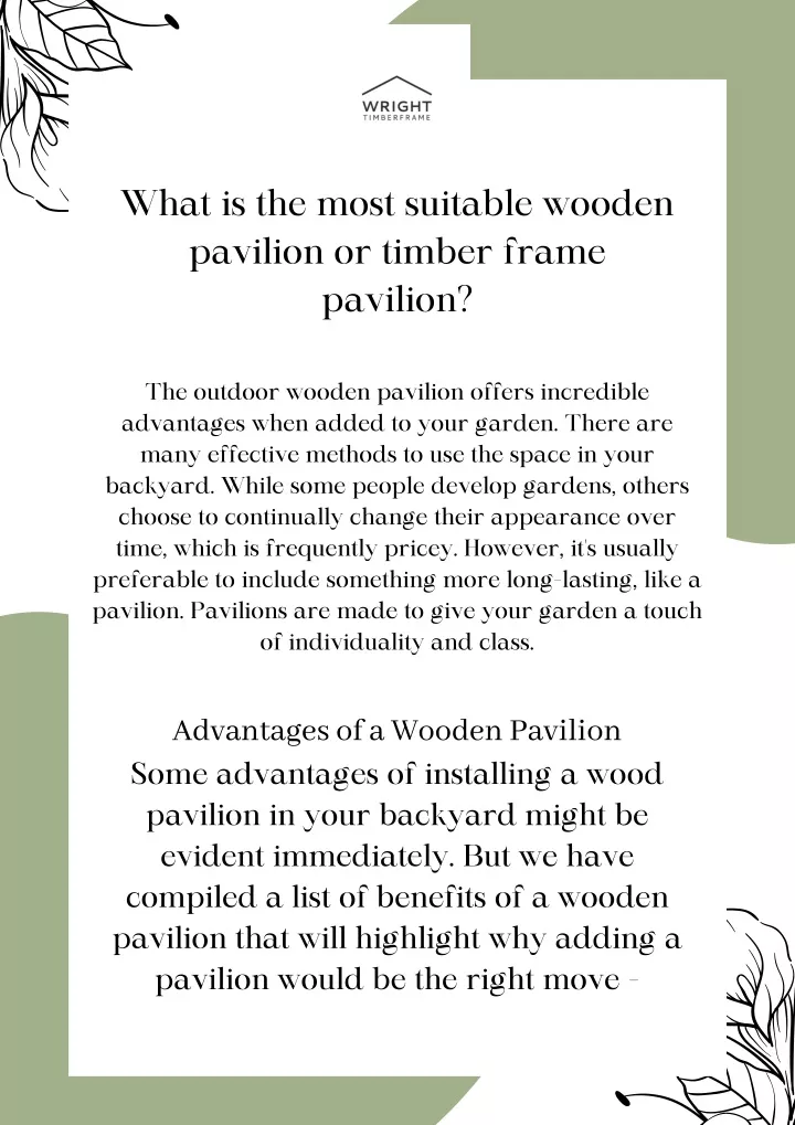 what is the most suitable wooden pavilion