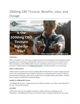 2000mg CBD Tincture: Benefits, Uses, Dosage & Side Effects