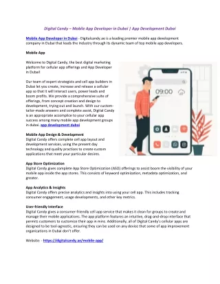 digital candy mobile app developer in dubai