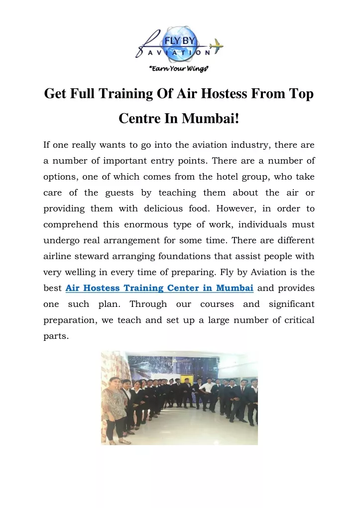 get full training of air hostess from top