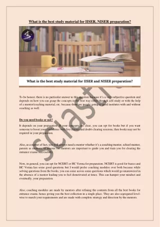 what is the best study material for iiser niser