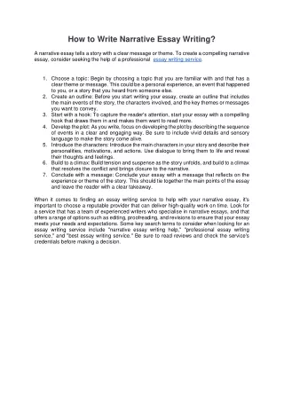 How to Write Narrative Essay Writing