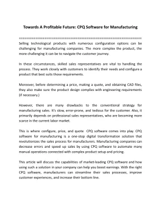 towards a profitable future cpq software