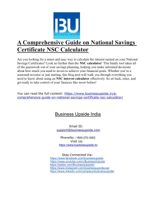 a comprehensive guide on national savings