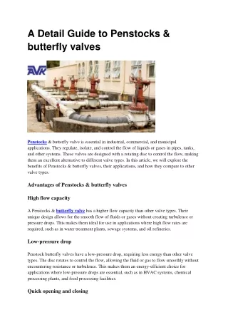 A Detail Guide to Penstocks & butterfly valves