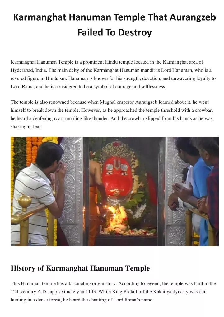 karmanghat hanuman temple that aurangzeb failed