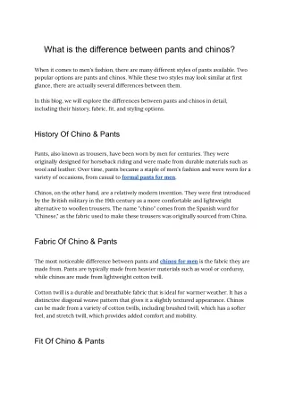 What is the difference between pants and chinos_
