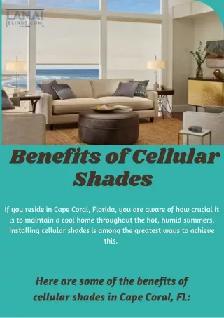 Benefits of Cellular Shades  in Cape Coral FL