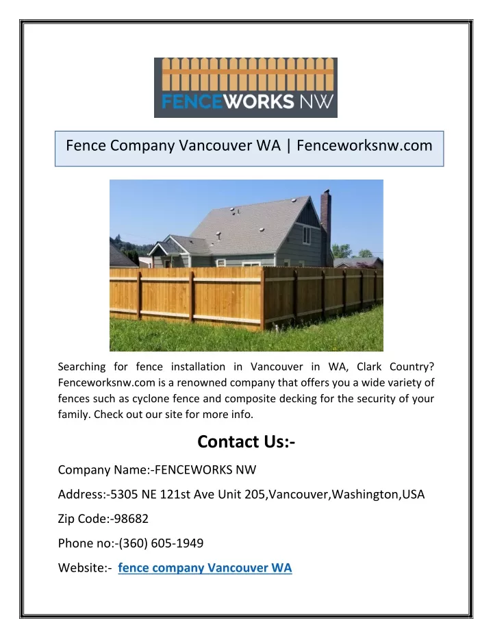 fence company vancouver wa fenceworksnw com