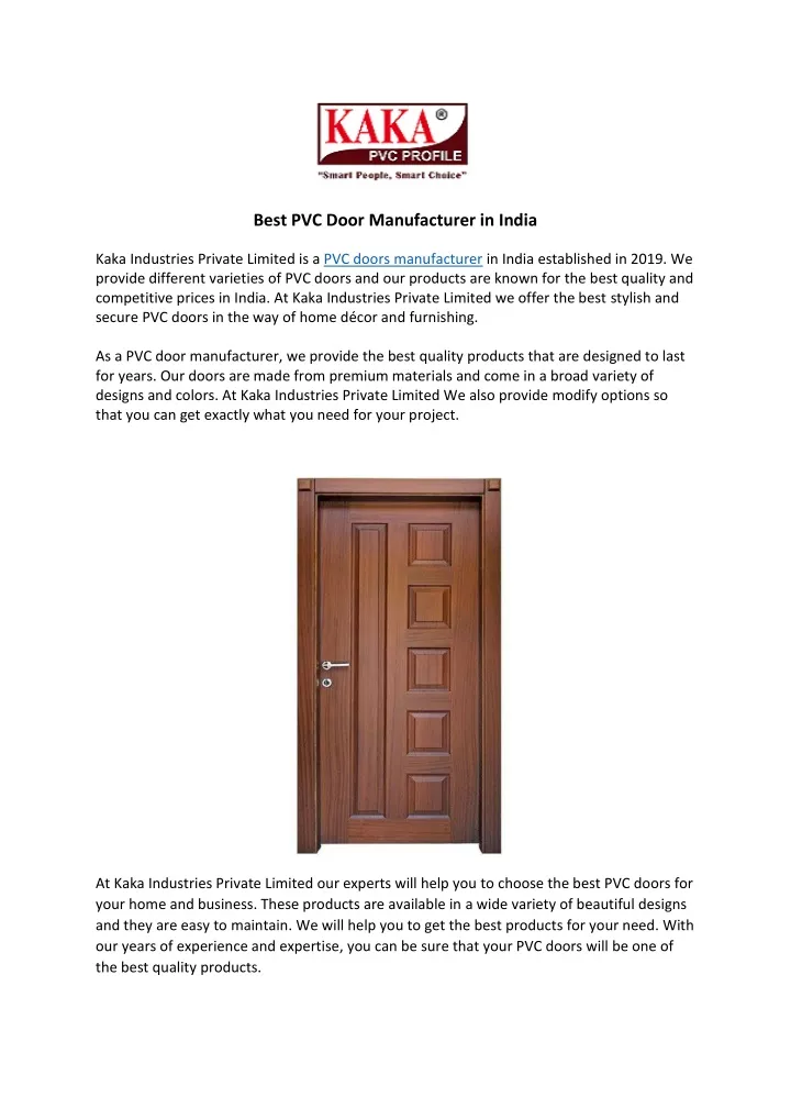 best pvc door manufacturer in india