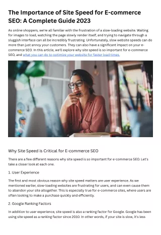The Importance of Site Speed for E-commerce SEO_ A Complete Guide 2023 Canva