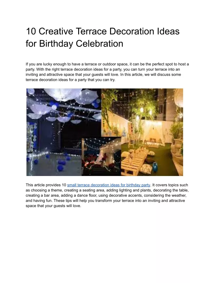 10 creative terrace decoration ideas for birthday
