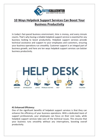 10 Ways Helpdesk Support Services Can Boost Your Business Productivity