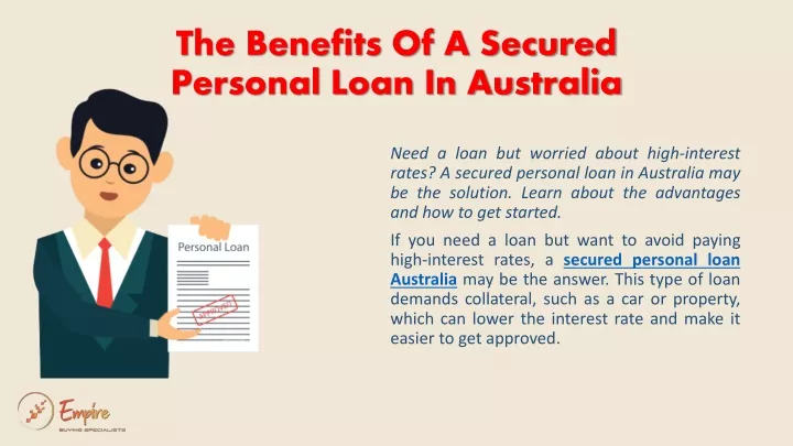 the benefits of a secured personal loan in australia