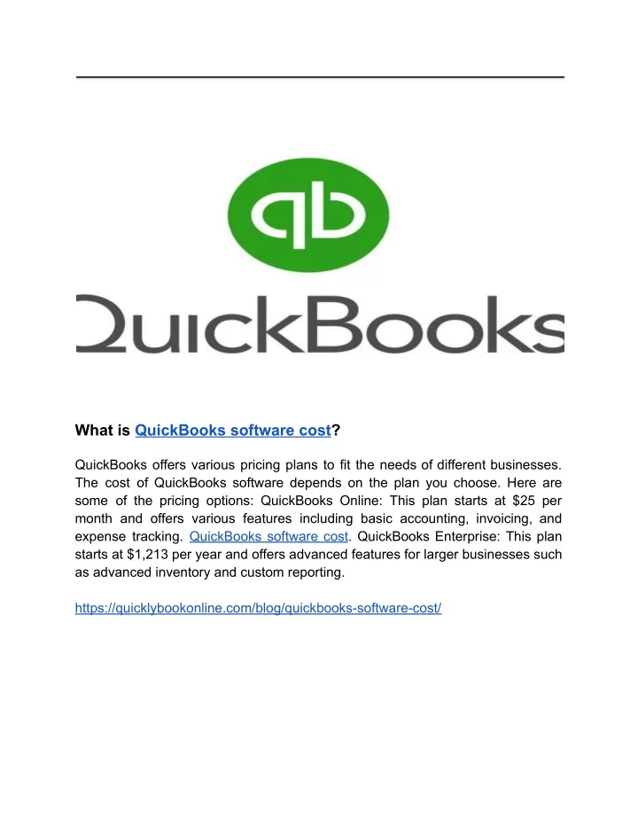 what is quickbooks software cost