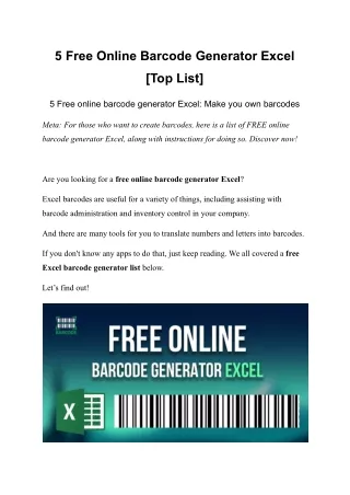 Free online barcode generator Excel