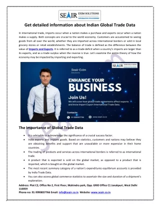 Get detailed Information about Indian Global Trade Data