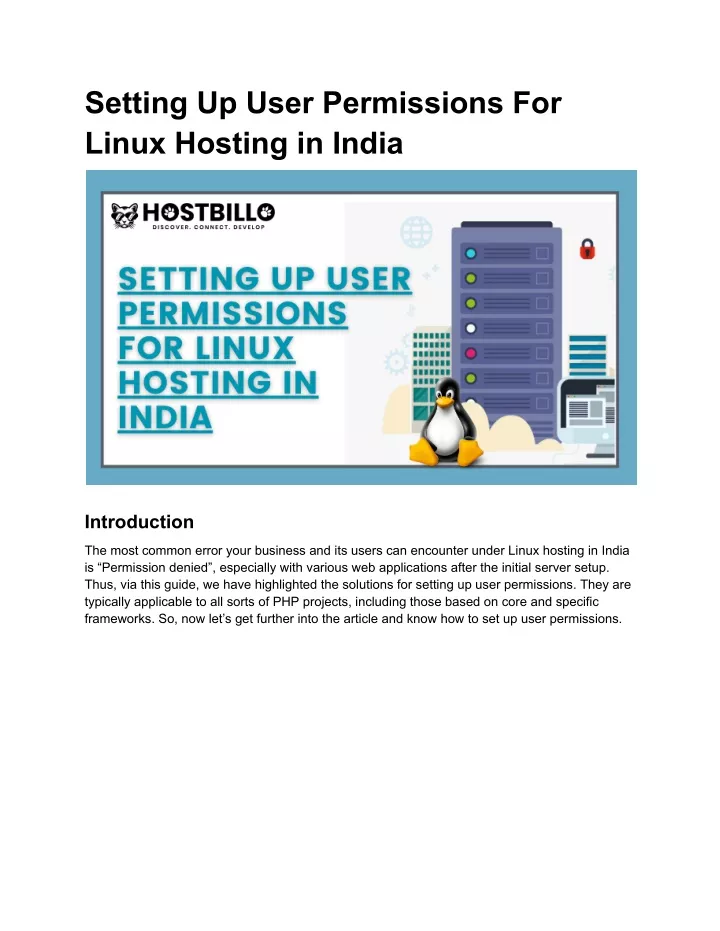 setting up user permissions for linux hosting