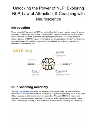Unlocking the Power of NLP_ Exploring NLP, Law of Attraction, & Coaching with Neuroscience