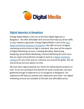 Digital Agencies in Bangalore