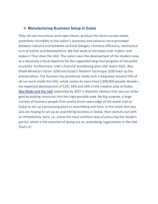 manufacturing business setup in dubai
