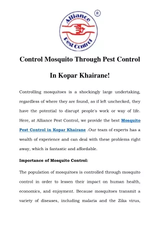 control mosquito through pest control