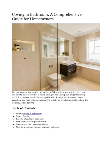 coving in bathroom a comprehensive guide