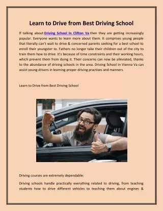 Learn to Drive from Best Driving School