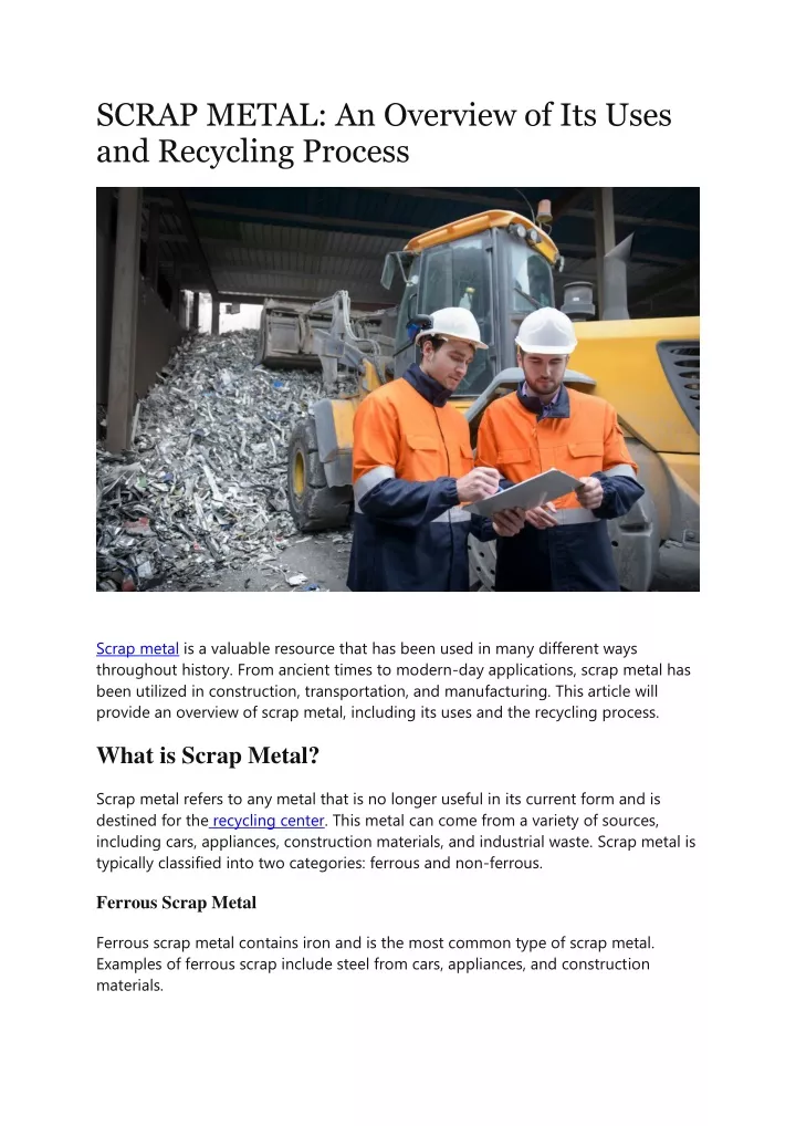 scrap metal an overview of its uses and recycling