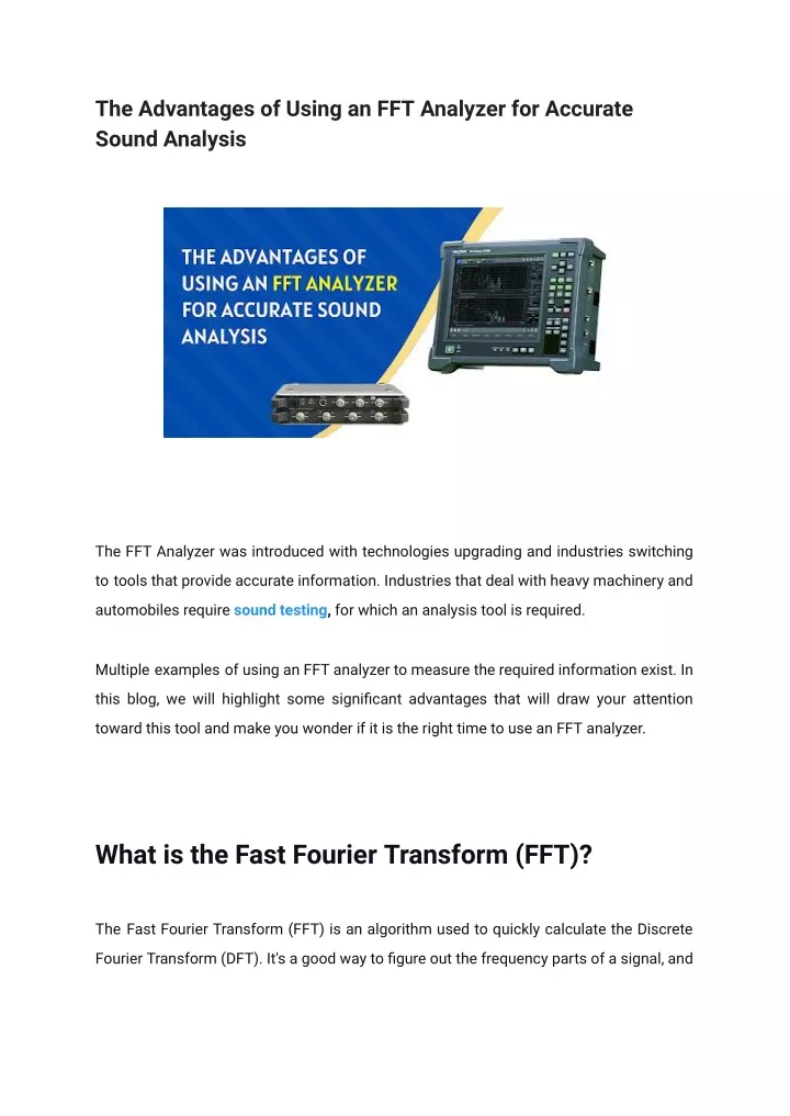 the advantages of using an fft analyzer
