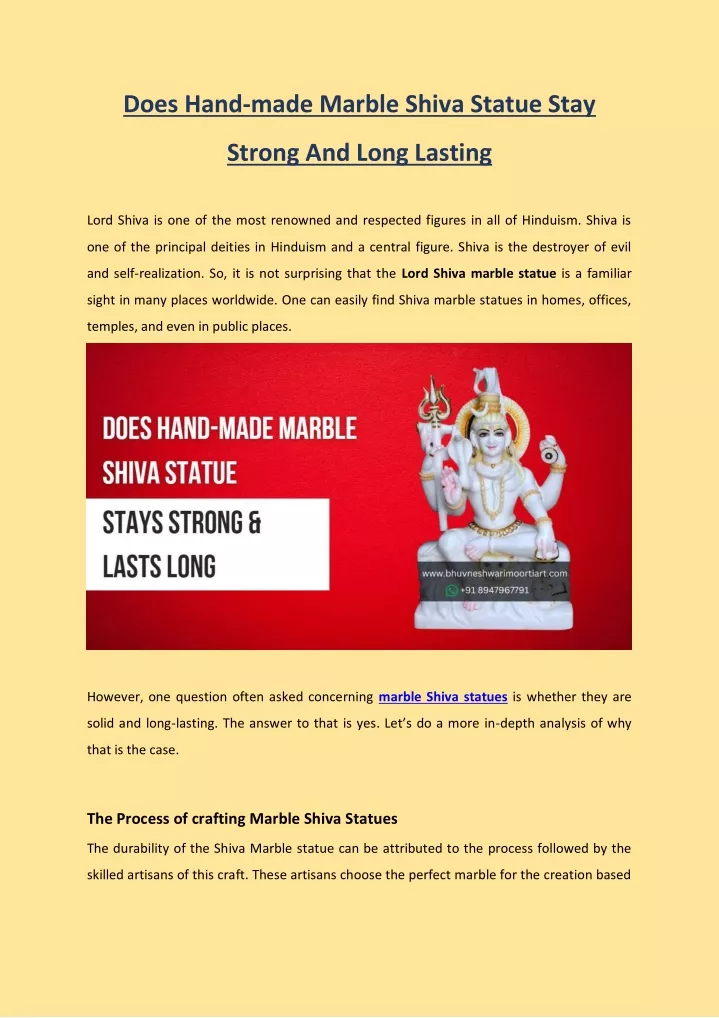 does hand made marble shiva statue stay