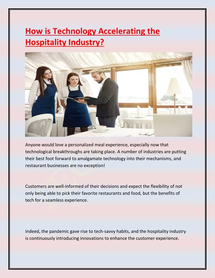 how is technology accelerating the hospitality