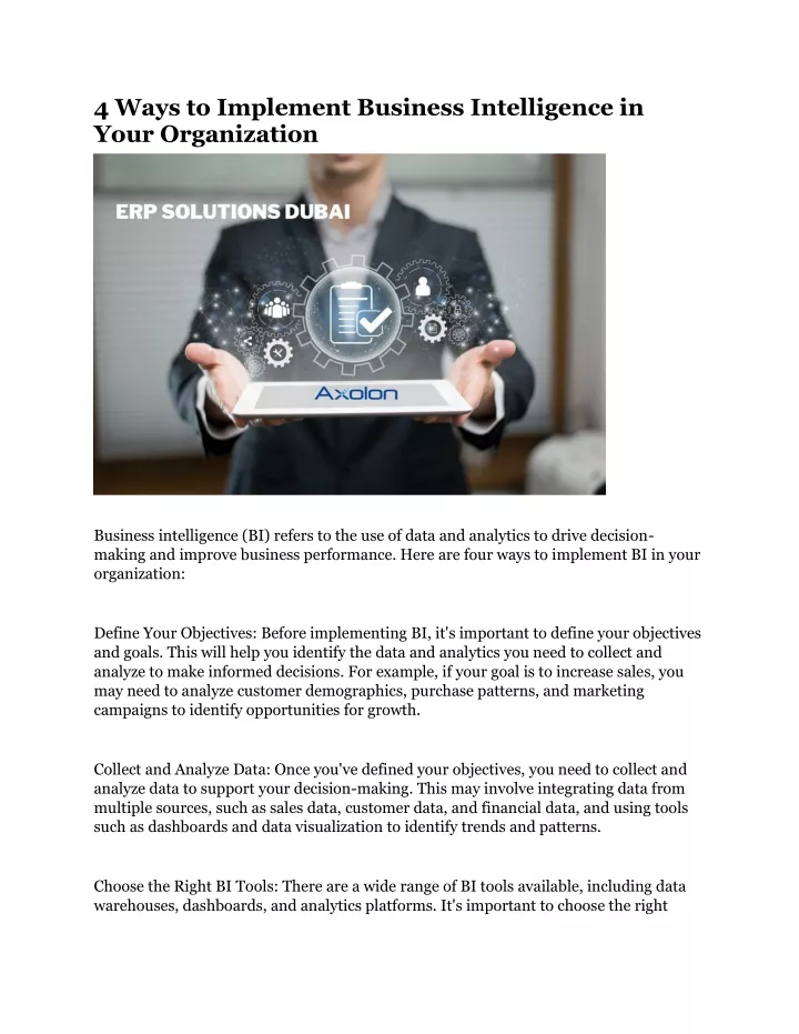 4 ways to implement business intelligence in your