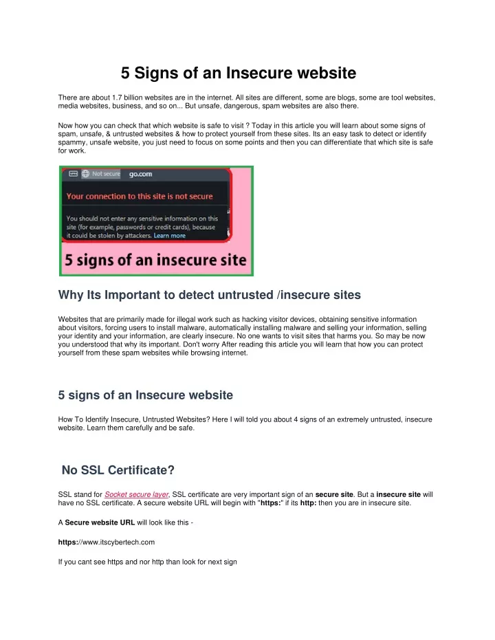 5 signs of an insecure website