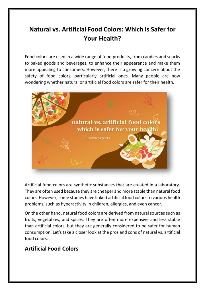 natural vs artificial food colors which is safer