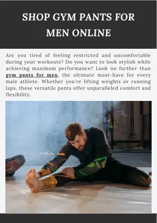 Shop Gym Pants for Men Online