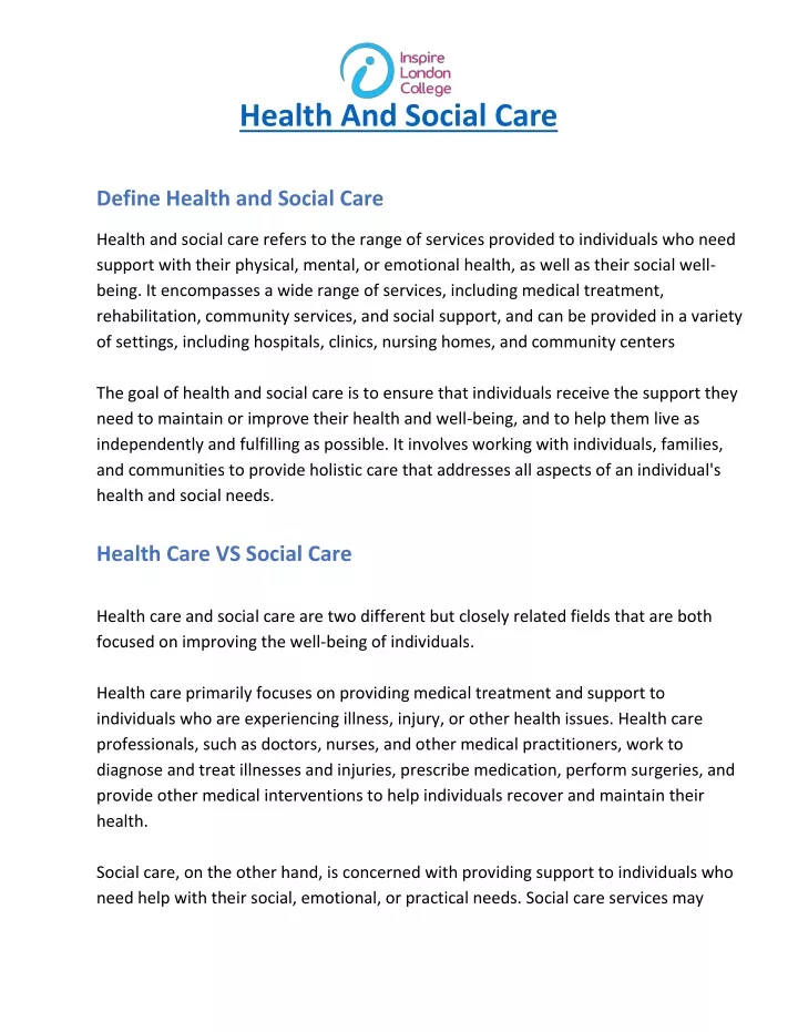 PPT - Health and Social Care PowerPoint Presentation, free download ...