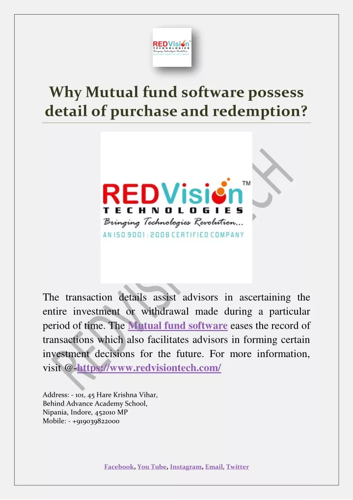 why mutual fund software possess detail