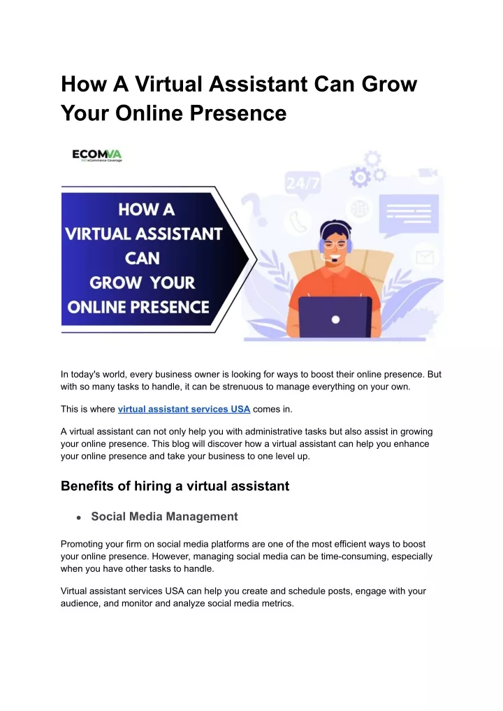 how a virtual assistant can grow your online