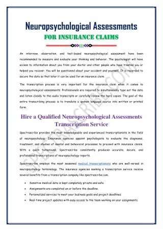 Neuropsychological Assessments For Insurance Claims