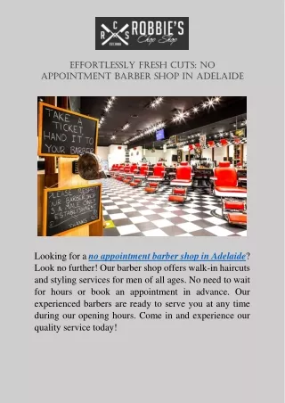 no appointment barber shop adelaide