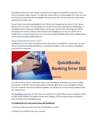if quickbooks online error 102 remains unresolved