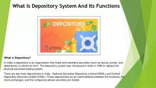 what is depository system and its functions