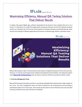 maximizing efficiency manual qa testing solutions