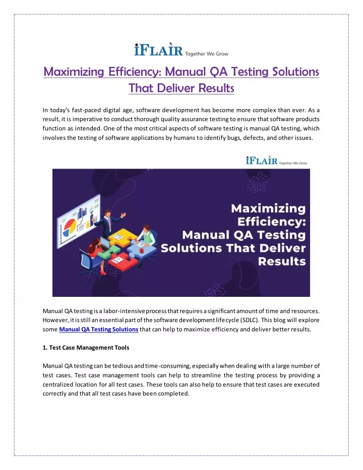 maximizing efficiency manual qa testing solutions