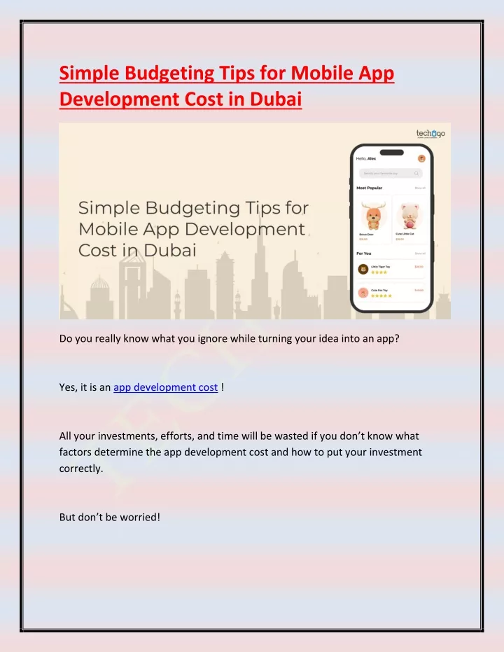 simple budgeting tips for mobile app development